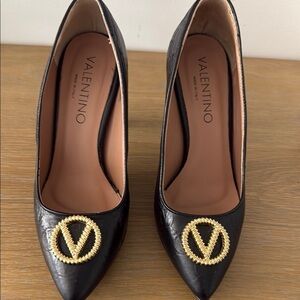 Valentino by Mario Black Pumps with Gold Accent
